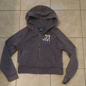 VTG American Eagle Gray Full Zip Jacket Cropped Hoodie Women's Size M